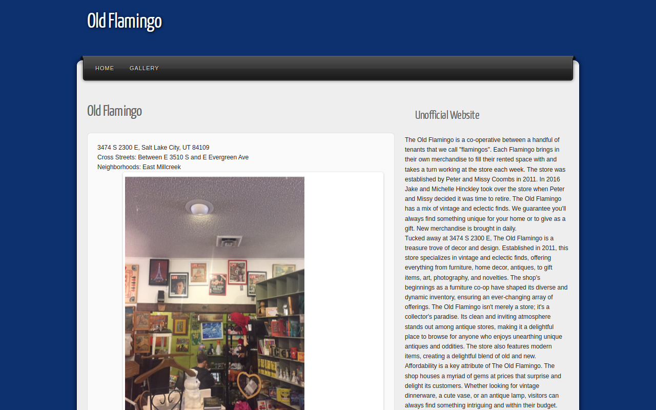 The Old Flamingo website preview