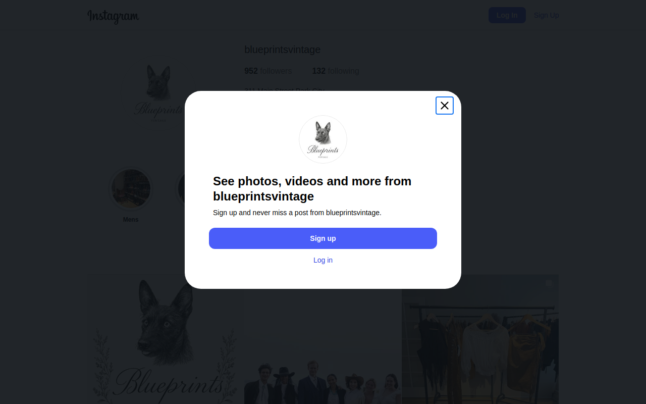 Blueprints Vintage website preview