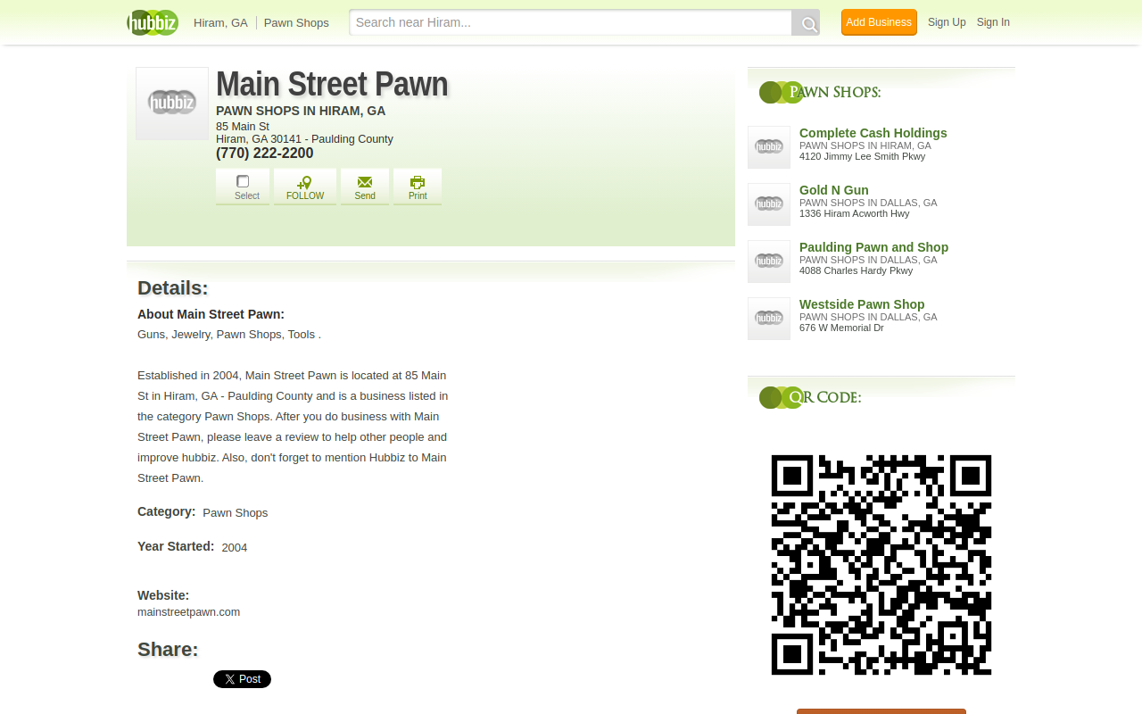 Main Street Pawn Llc website preview
