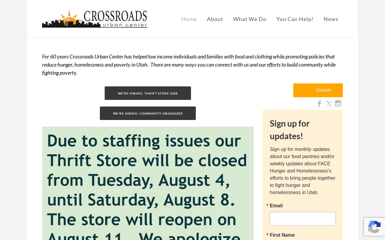 Crossroads Urban Center website preview