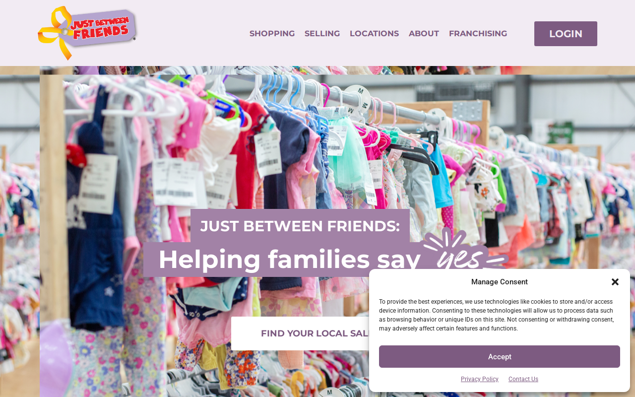Just Between Friends website preview