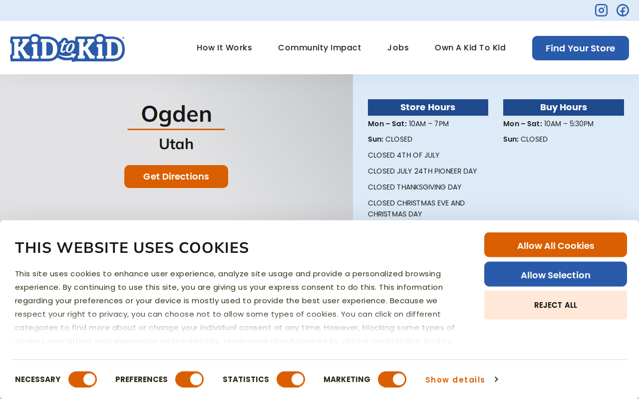 Kid to Kid Ogden website preview