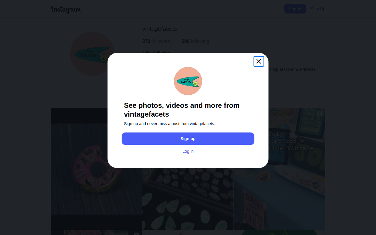 VintageFacets website preview