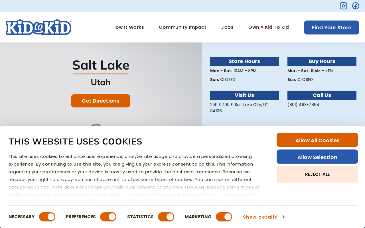 Kid to Kid Salt Lake City website preview