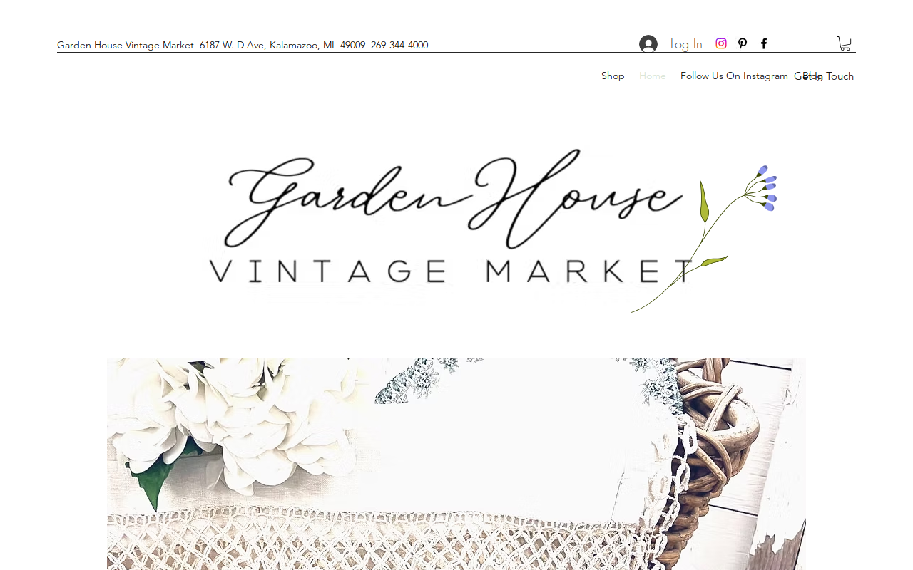Garden House Vintage Market website preview