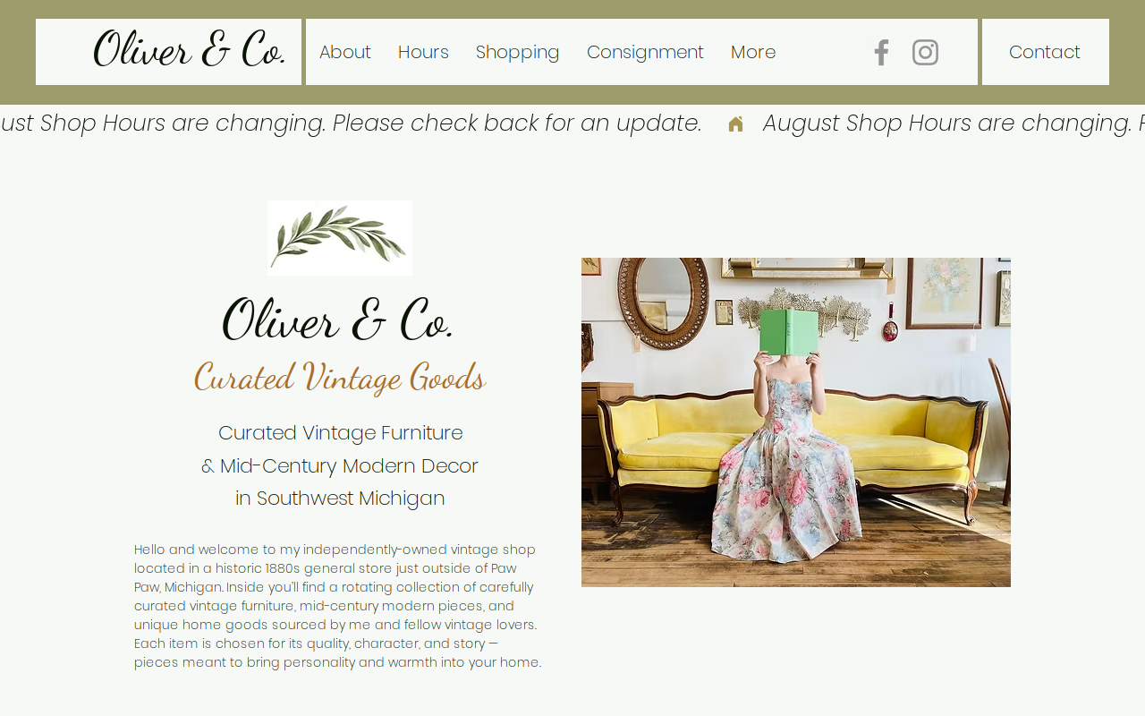 Oliver and Co. Vintage Curated Goods website preview