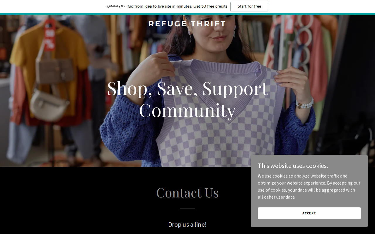 Refuge Thrift website preview