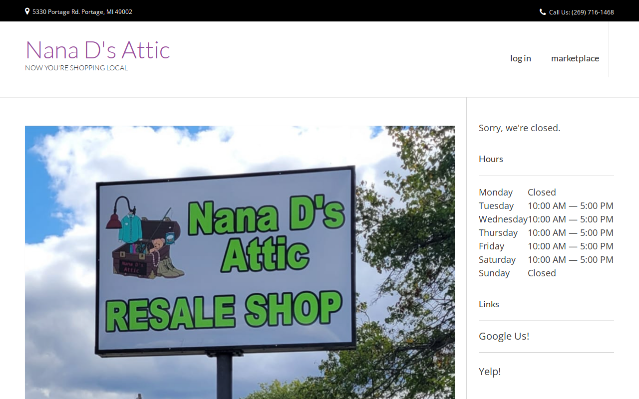 Nana D's Attic website preview