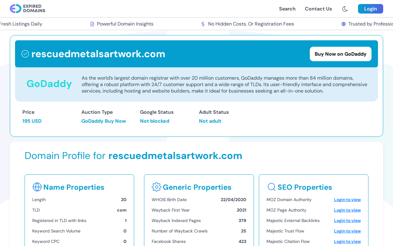 Rescued Metals Artwork website preview