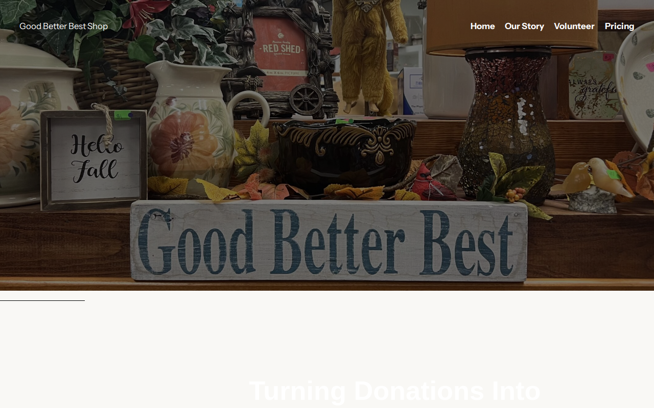 Good Better Best Shop website preview