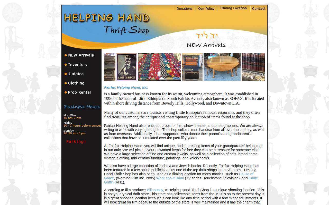 Helping Hand Thrift Shop website preview