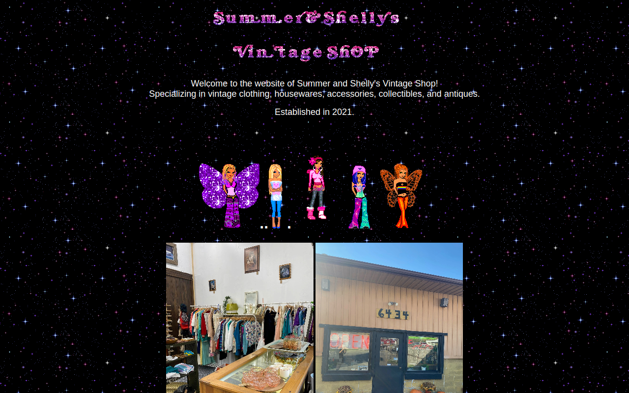 Summer and Shelly's Vintage Shop website preview