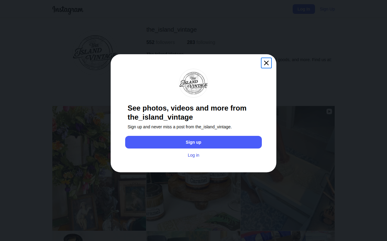 The Island Vintage website preview