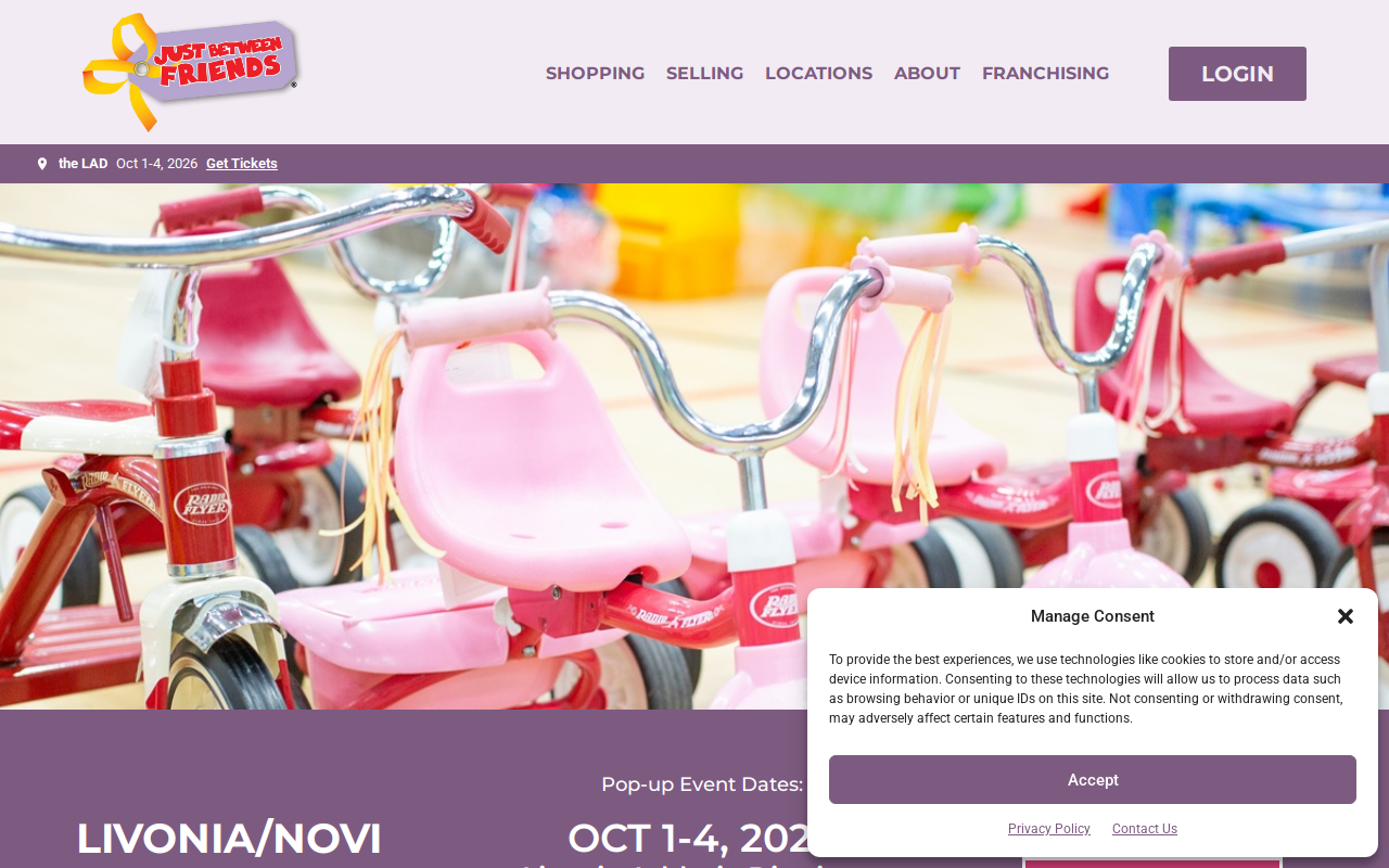 Just Between Friends Livonia/Novi, MI website preview