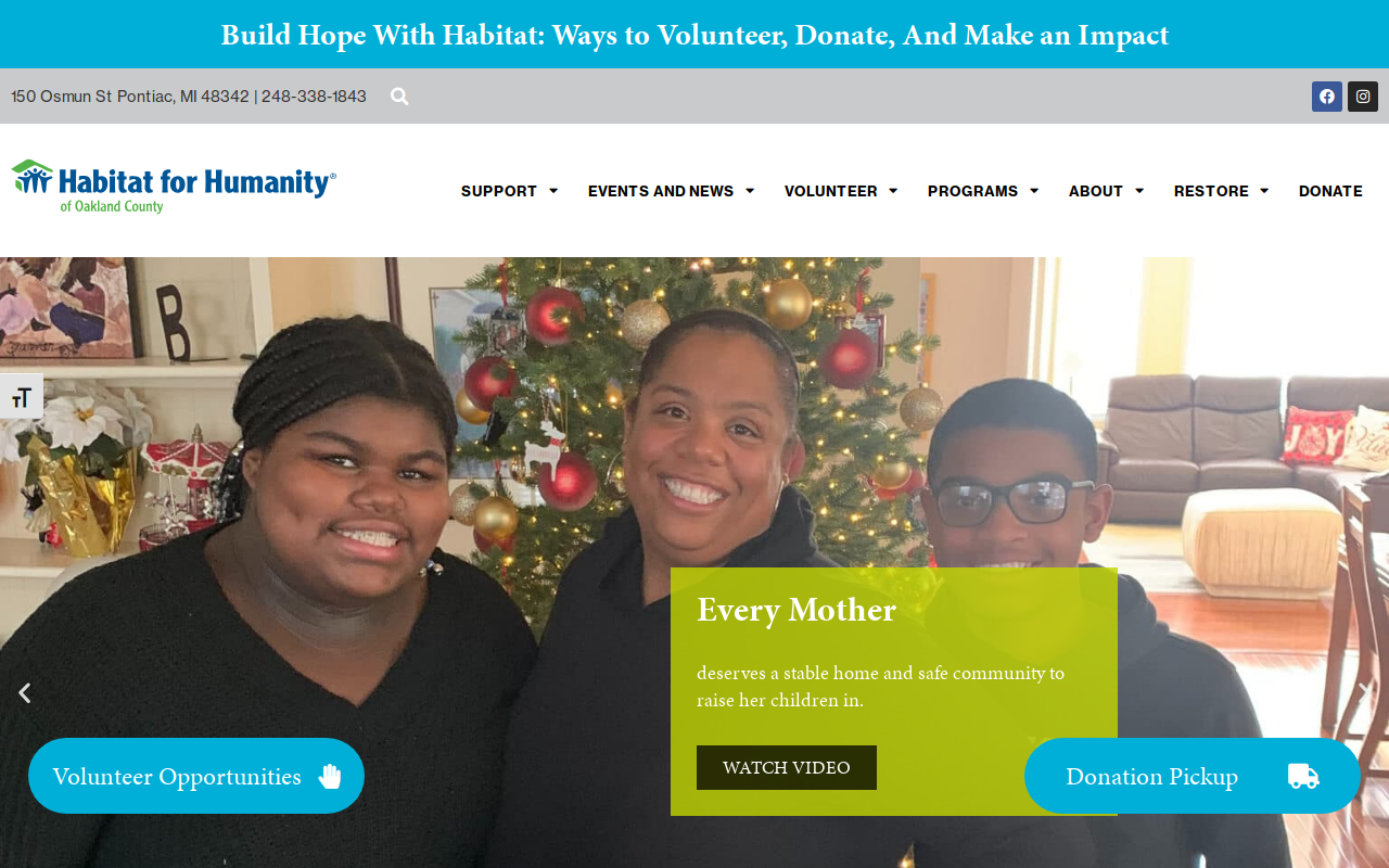 Habitat Oakland ReStore Farmington Hills website preview