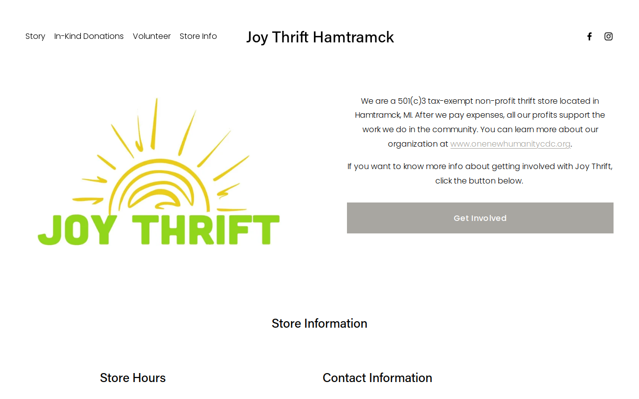Joy Thrift website preview
