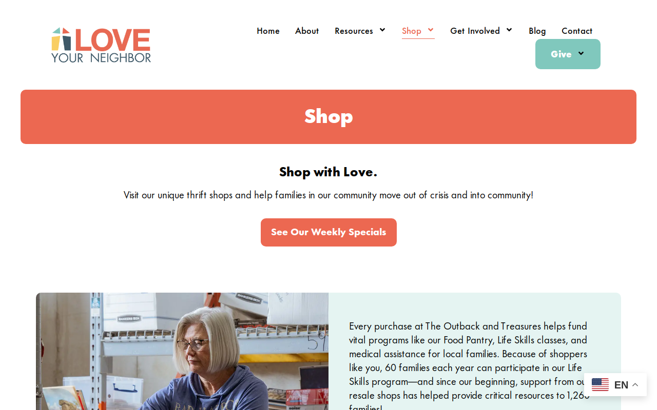 Love's Resale Shop Outback website preview