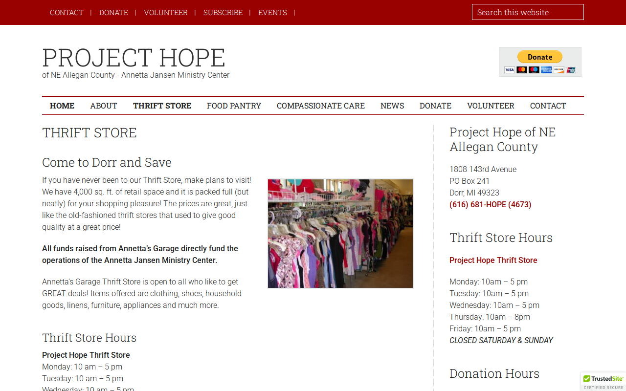 Thrift Store website preview