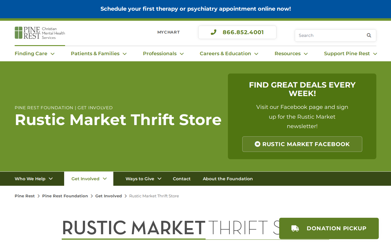 Rustic Market Thrift Store website preview
