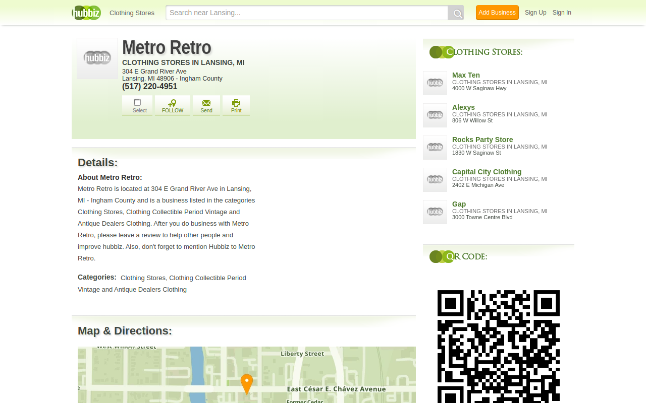 Metro Retro website preview