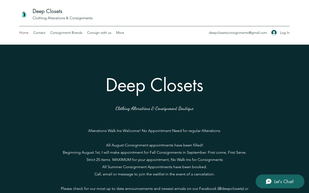 Deep Closets LLC website preview