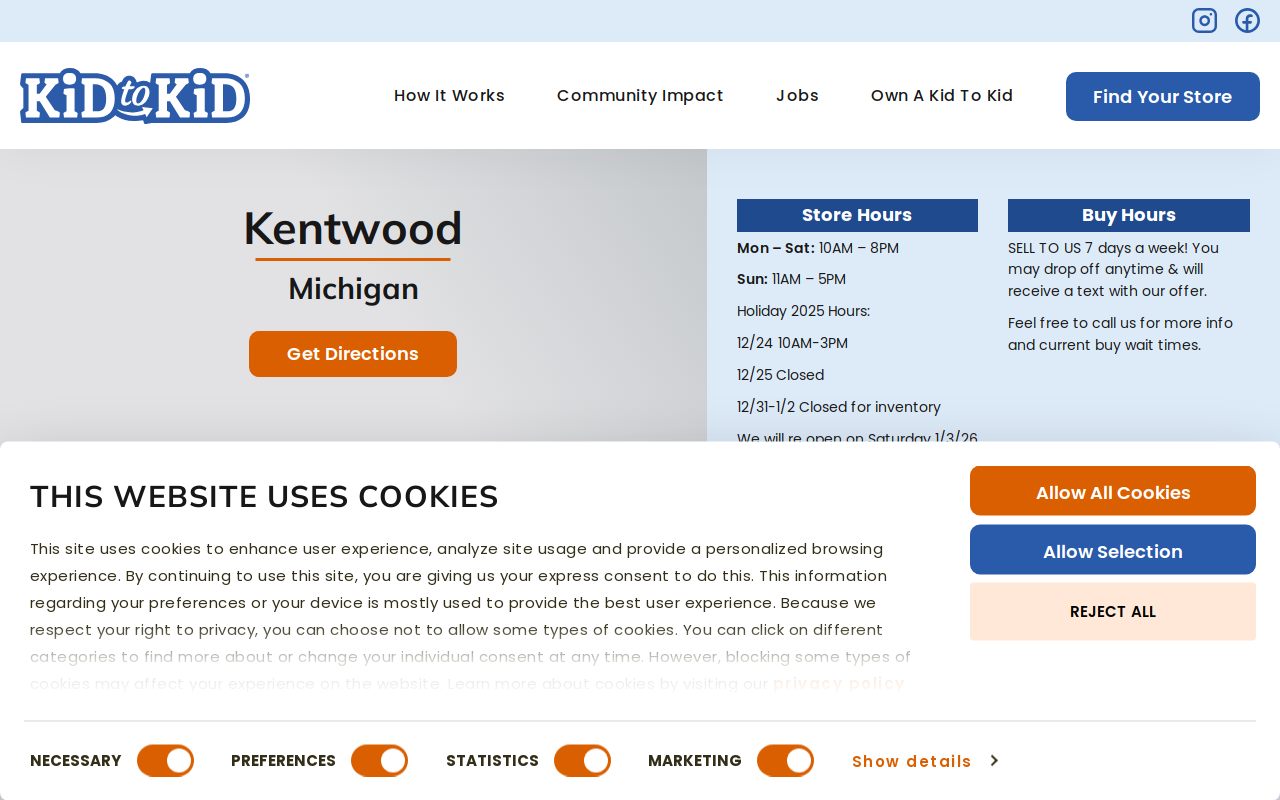 Kid to Kid Kentwood website preview