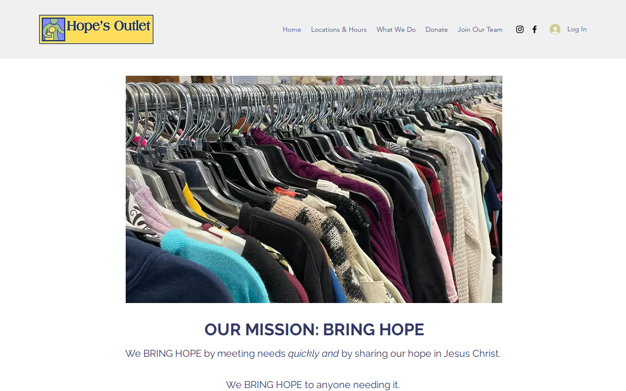 Hope's Outlet Ministries Inc. website preview
