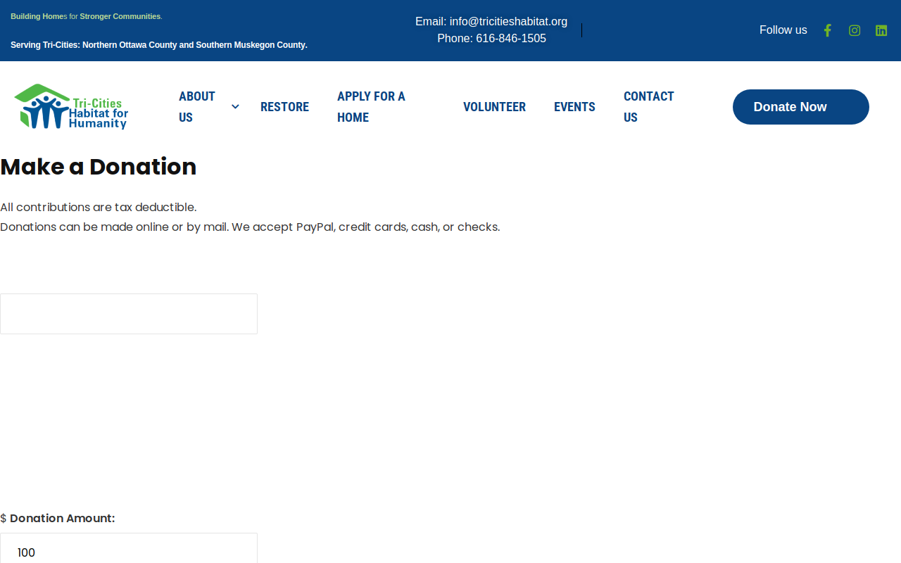 TriCities Area Habitat for Humanity ReStore website preview