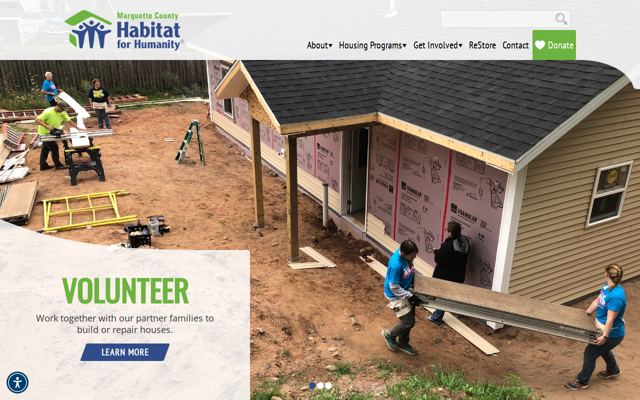 Marquette County Habitat for Humanity and ReStore website preview