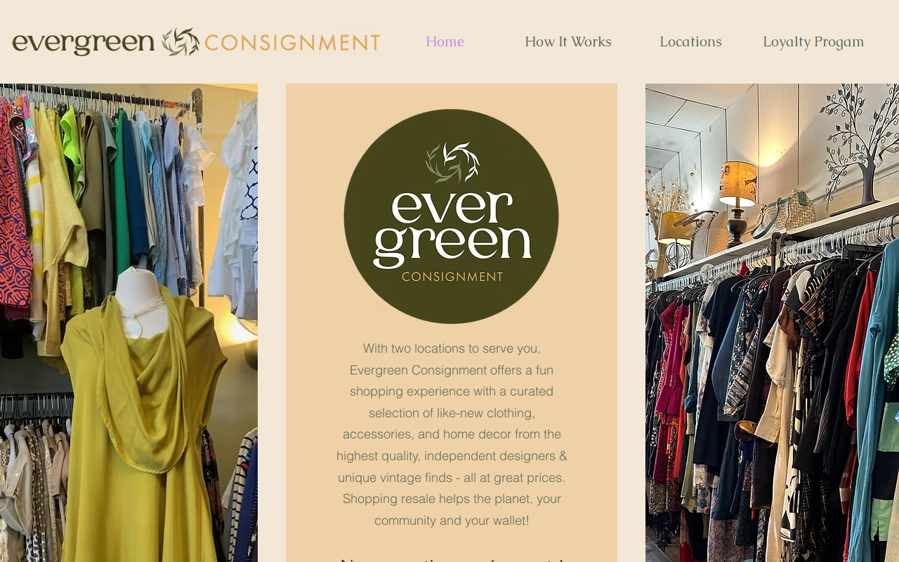 Evergreen Consignment website preview