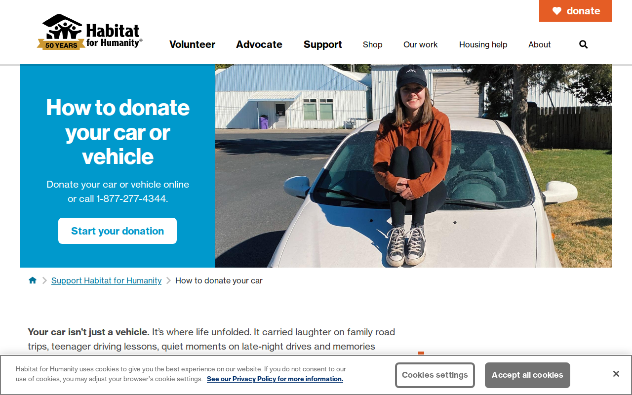 Habitat for Humanity Car Donations website preview