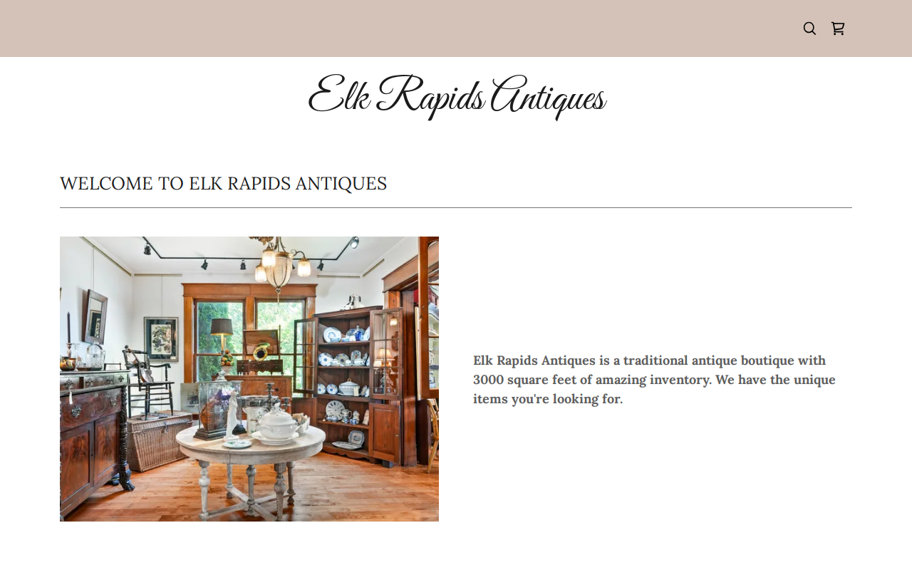 Elk Rapids Antique Market website preview