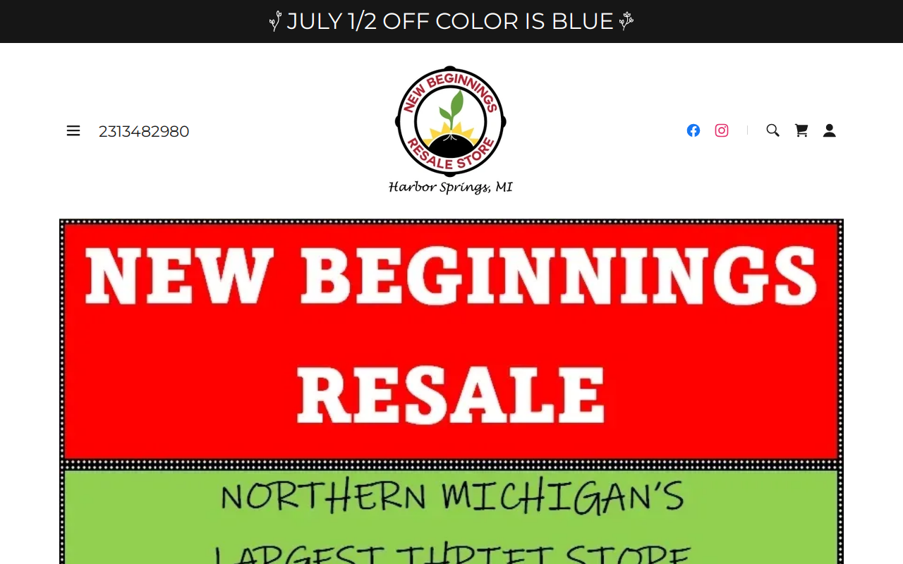 New Beginnings Thrift Shop website preview