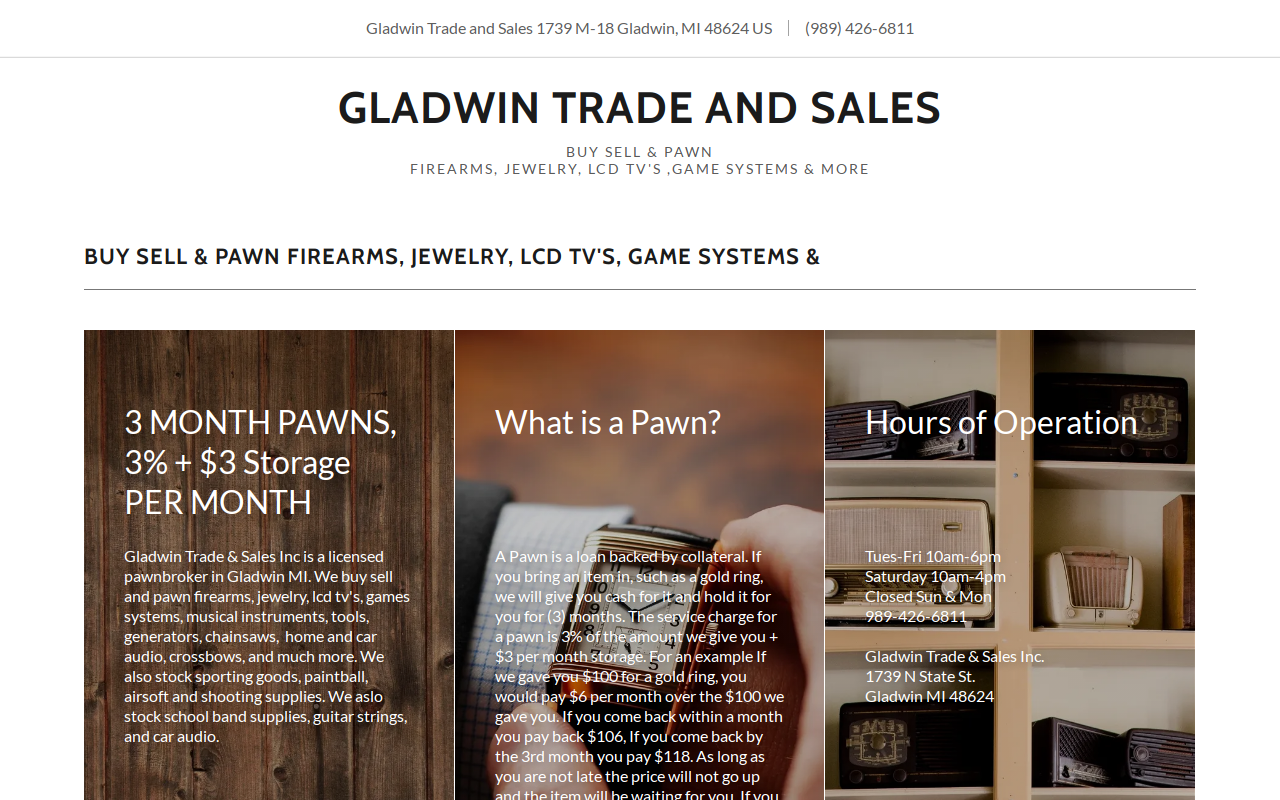 Gladwin Trade & Sales website preview