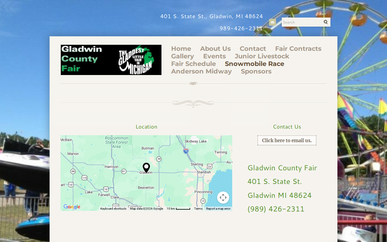 Gladwin Vintage Snowmobile Club website preview