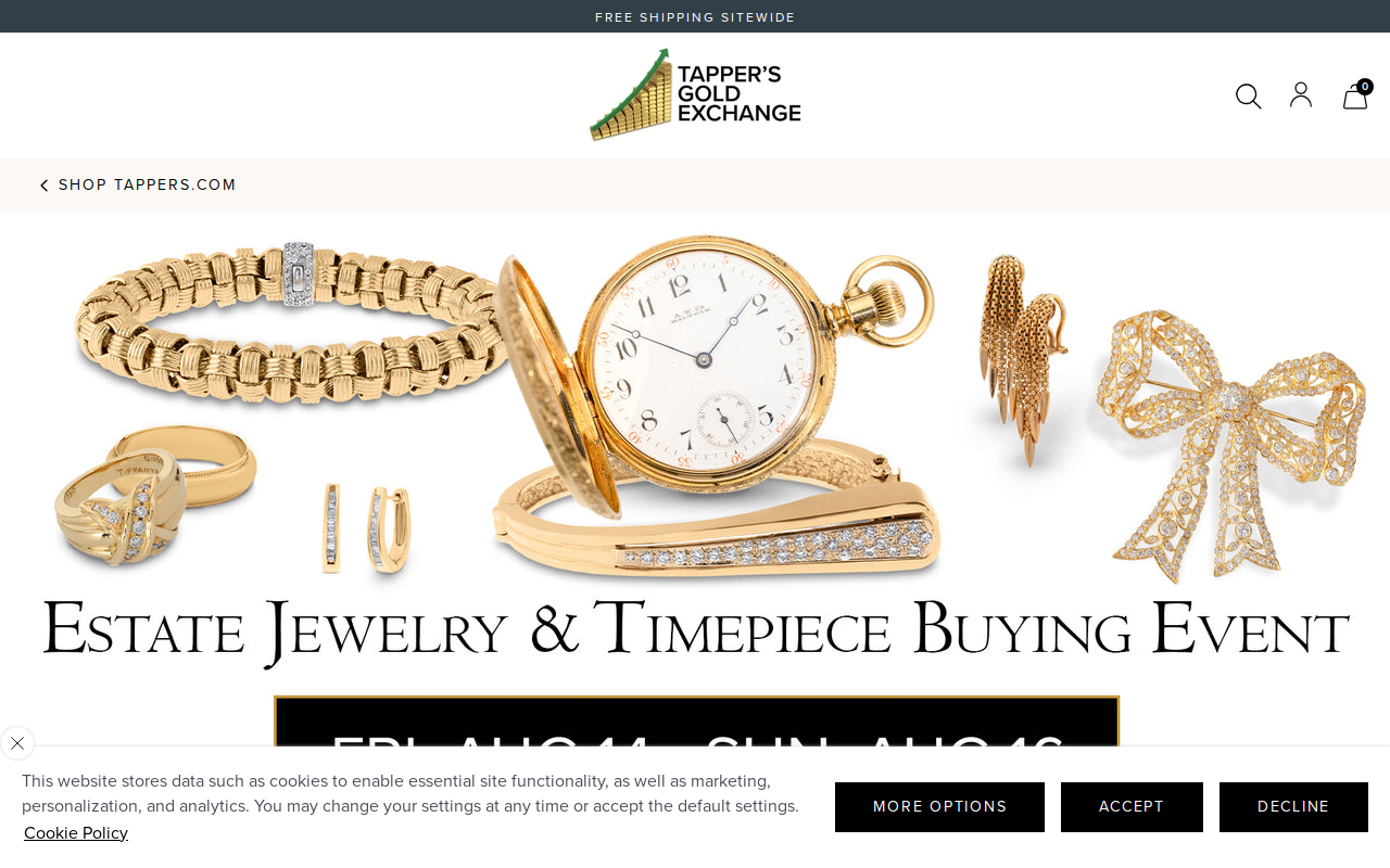 Tapper's Gold Exchange Twelve Oaks website preview
