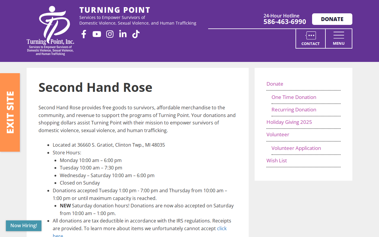 Second Hand Rose Resale Shop website preview