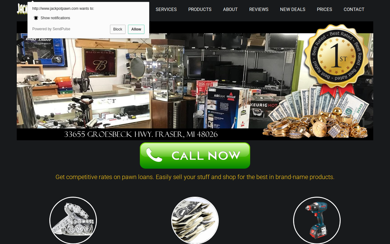 Jackpot Pawn Shop website preview