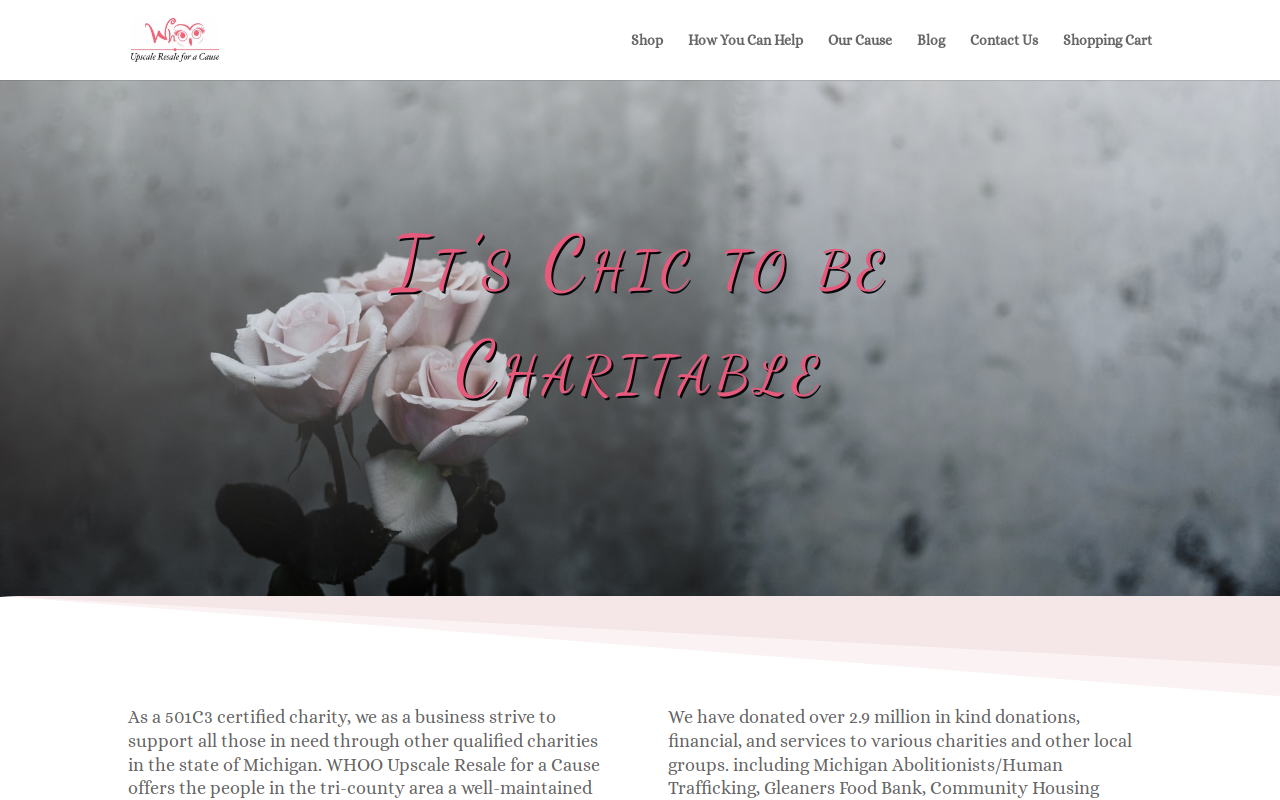 WHOO Upscale Resale For a Cause website preview