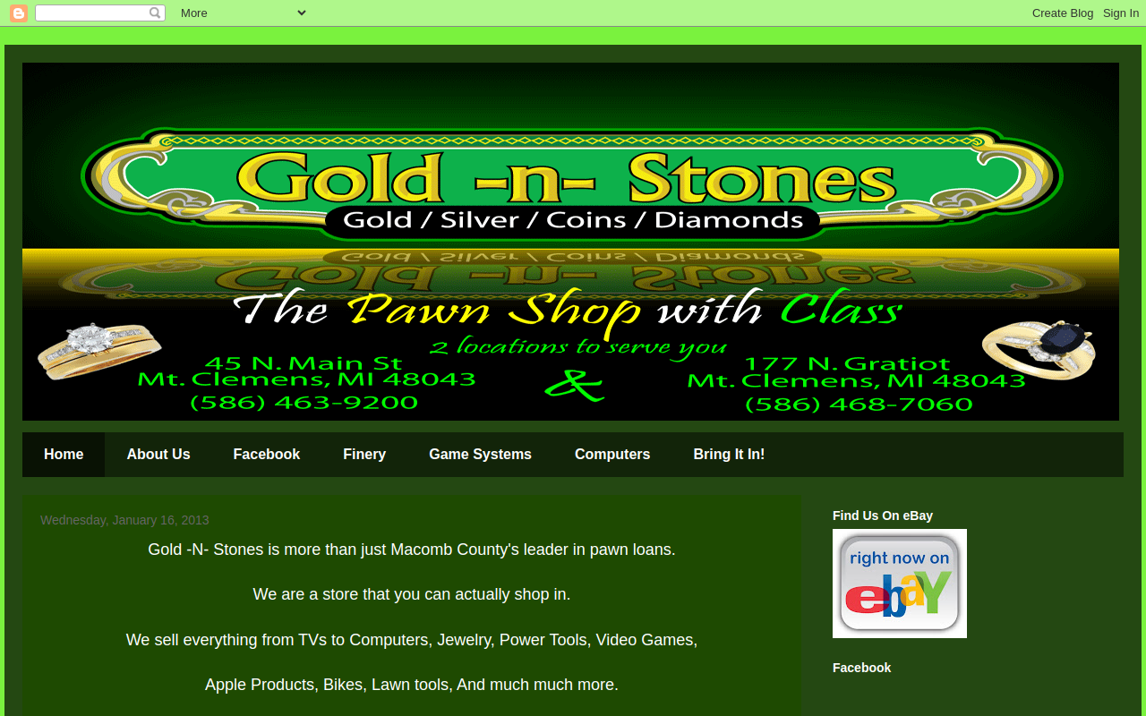 Gold N Stones II Pawn Shop website preview