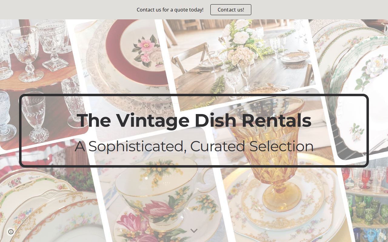 The Vintage Dish Rentals website preview