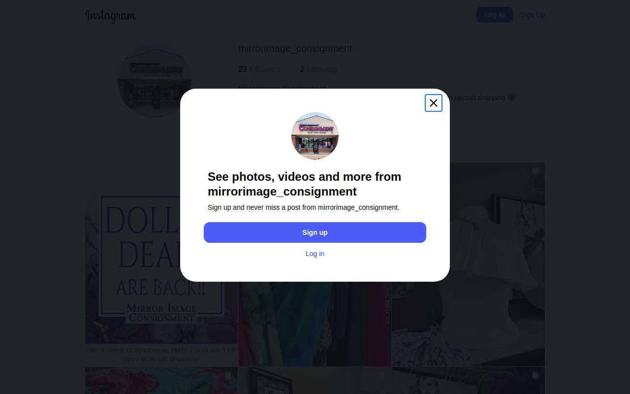 Mirror Image Consignment website preview