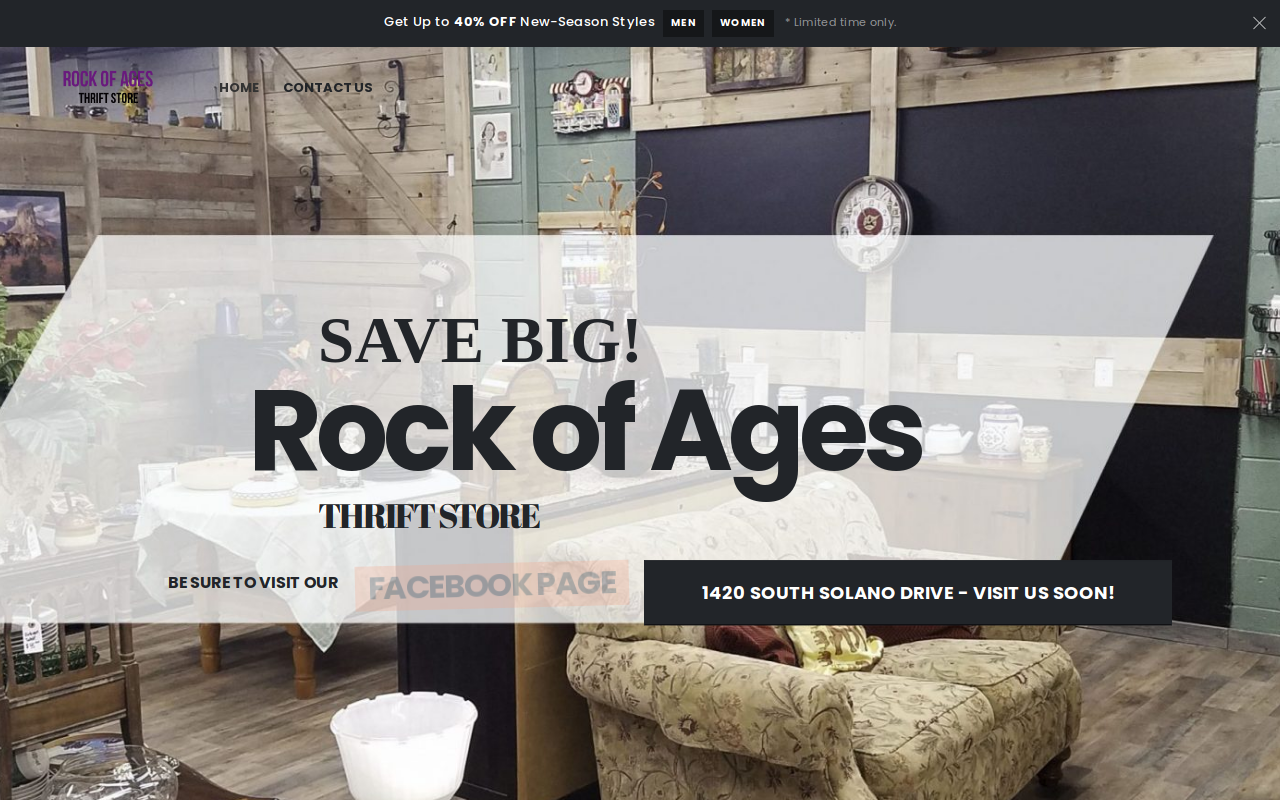 Rock of Ages Thrift Store website preview