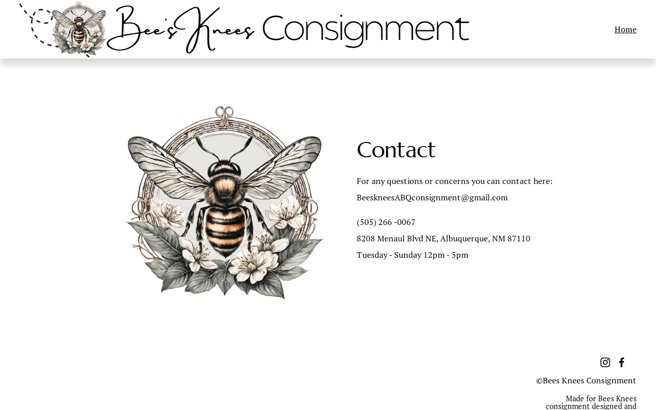 Bee's Knees Consignment website preview