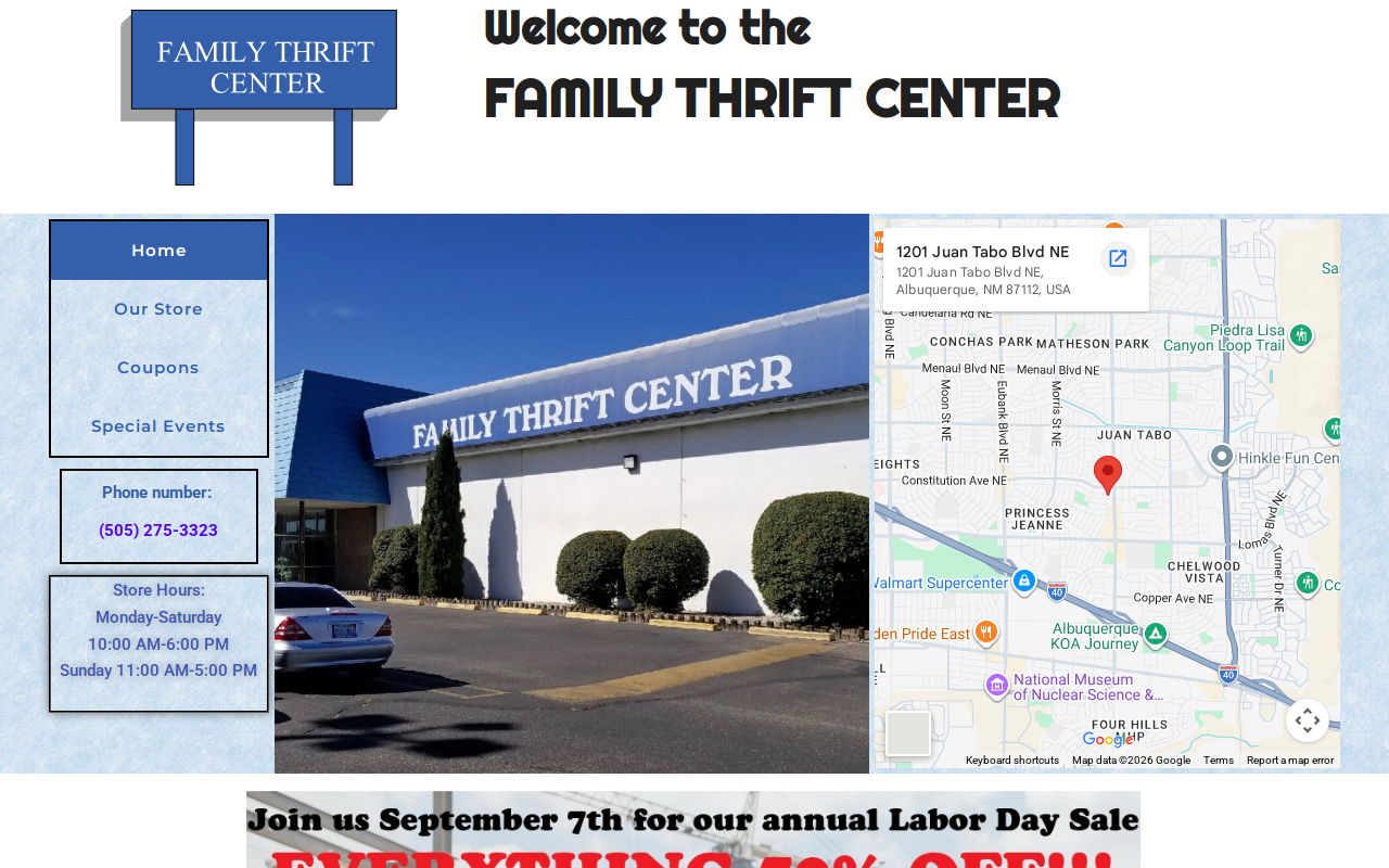 Family Thrift Center website preview
