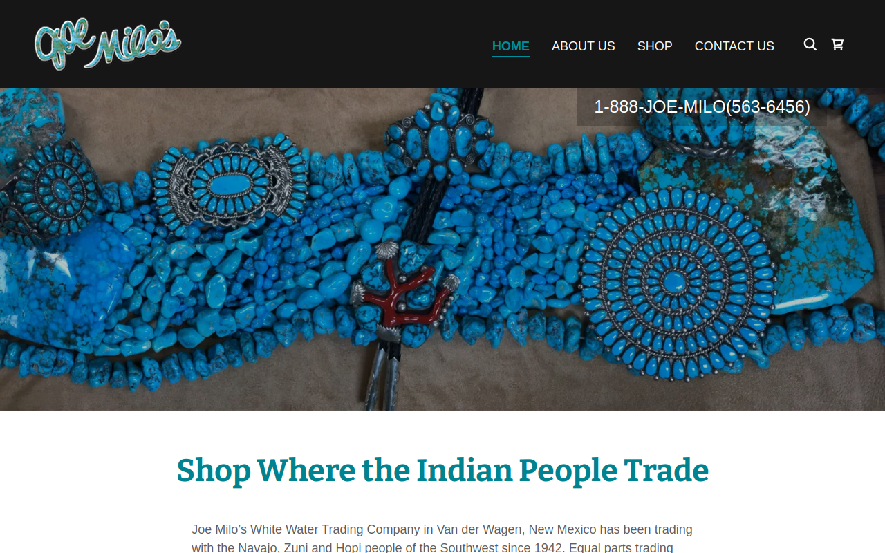 Milo's Joe Whitewater Trading Co website preview
