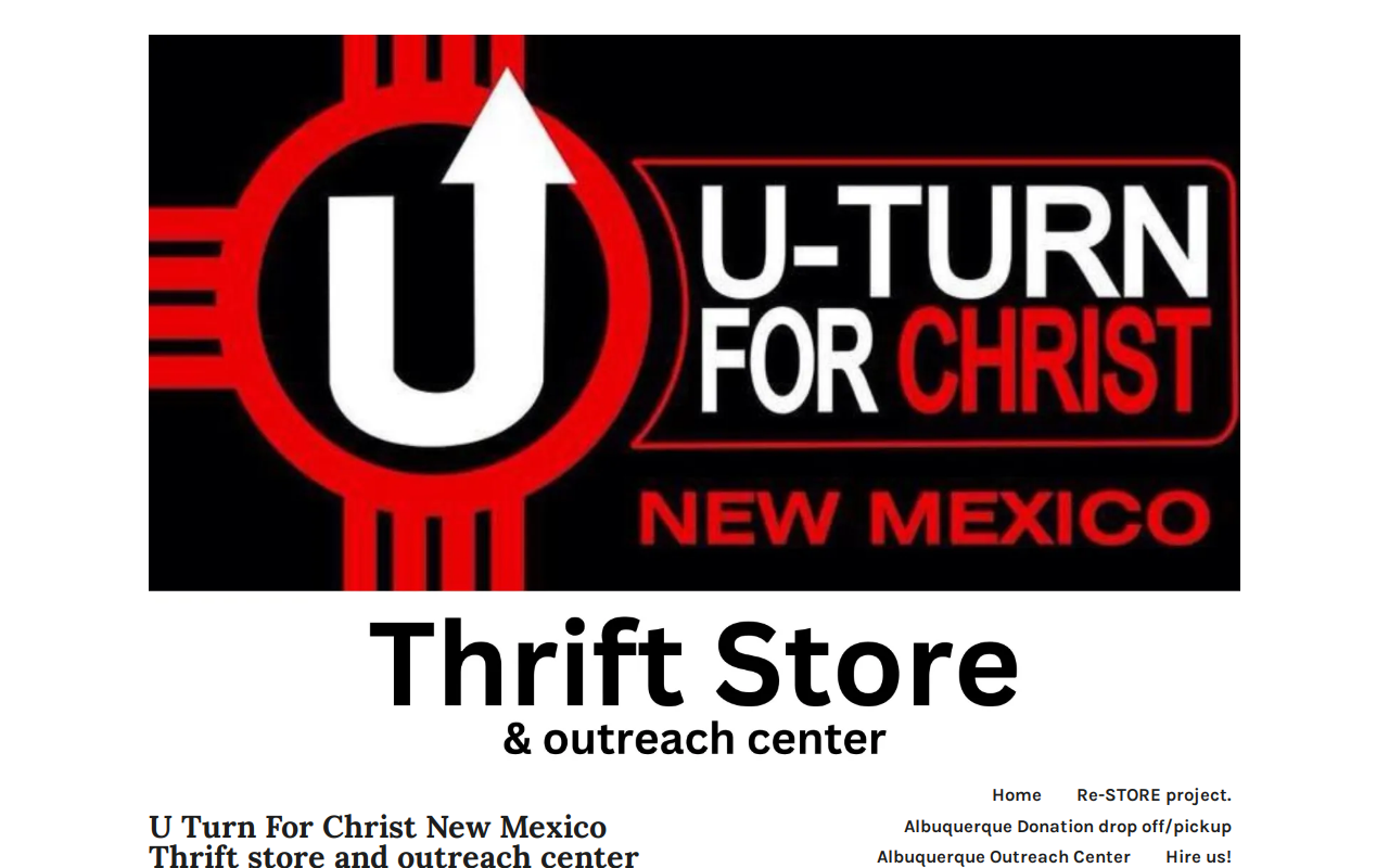 U Turn for Christ NM Thrift Store website preview