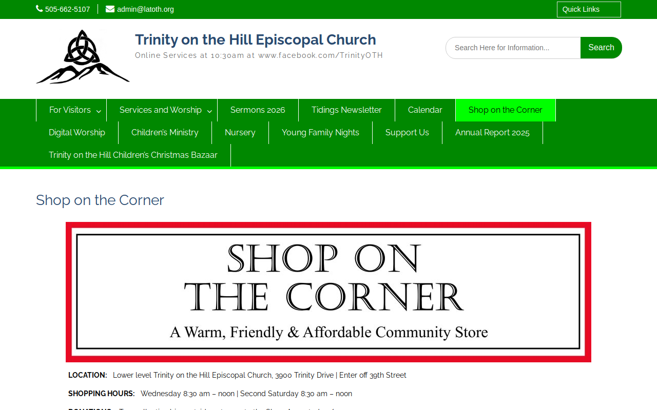 Shop on the Corner website preview