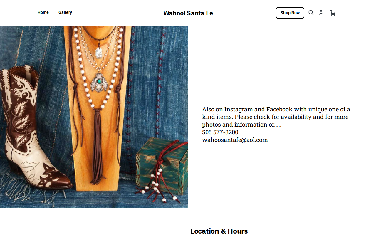 Wahoo Santa Fe website preview