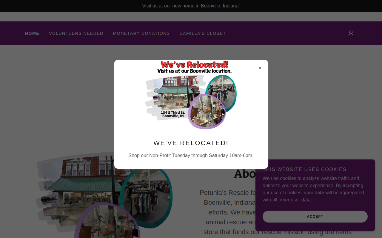 Petunia's Resale for Rescue website preview